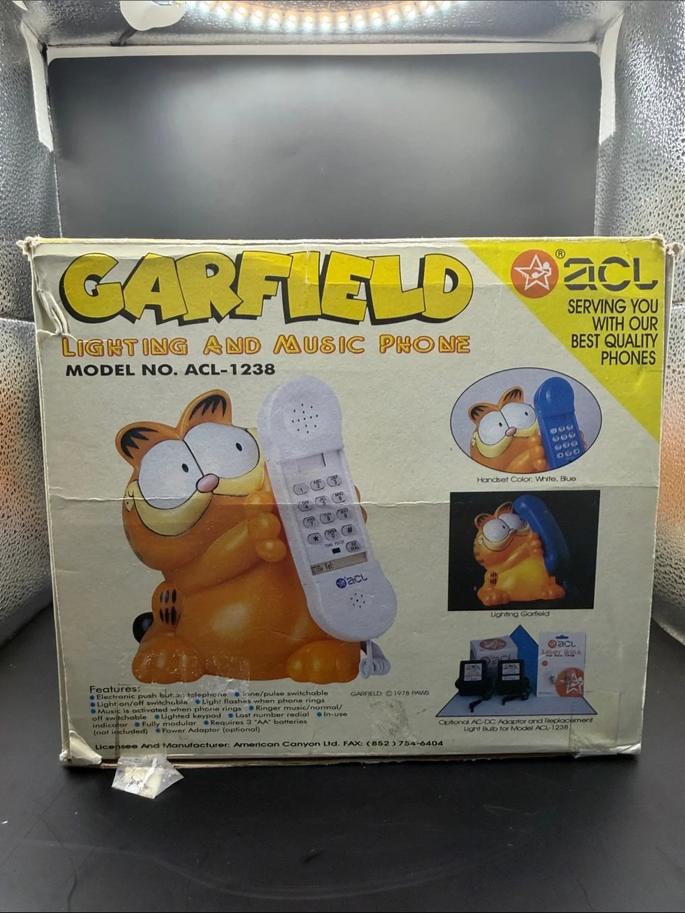 Vintage 1981 Garfield ACL Lighting and Music Landline Phone New in Box